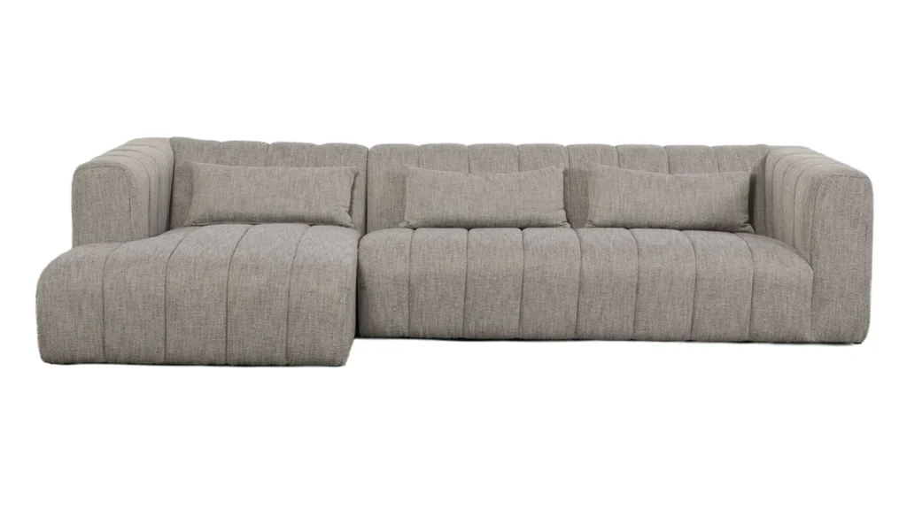 Calista Taupe Woven Fabric Modular Sofa with Left Chaise