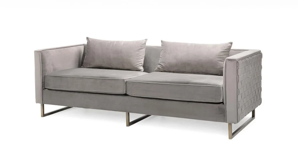 Lucienne Mid Grey Velvet 3-Seater Sofa