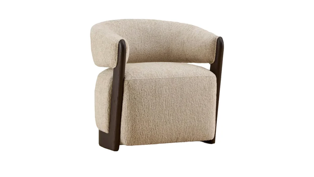 Orlena Dusty Beige Woven Fabric Occasional Chair