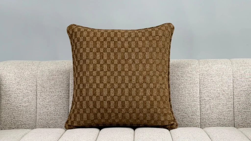 Tesselle Tobacco Brown Checkerboard Square Cushion