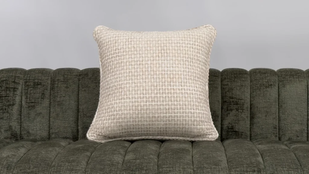 Lattelle Pearl Beige Textured Grid Square Cushion